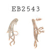 Cubic Zirconia Leaf Crawler Earrings in Brass