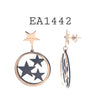 Geometric Stainless Steel Star Drop Circle Earrings