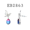 Cubic Zirconia Butterfly Drop Brass Earrings