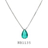 Blue Cubic Zirconia Solitaire Necklace in Brass