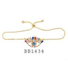 Multi Color Cubic Zirconia Eye Lariat Bracelet in Brass