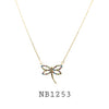 Multi Color Cubic Zirconia Butterfly Necklace in Brass