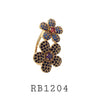 Cubic Zirconia Two Flower Fashion Ring in Brass