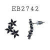 Cubic Zirconia Black Rhodium Fashion Studs Earrings in Brass