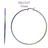 Large Round Stainless Steel Hoop Earrings Multicolor Neon Rainbow 80's Hoops