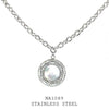 Stainless Steel Round Mother of Pearl Pendant Necklace