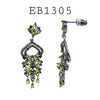 Black Rhodium Cubic Zirconia Dangle Brass Earrings