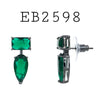 Cubic Zirconia Green Stud Drop Earrings in Brass