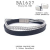 9 Inch / 22.5 cm Stainless Steel Black Faux Leather Bracelet