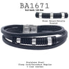23cm/9.2 inch Stainless Steel Black Faux Leather Bracelet