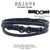 9.2 Inch / 23 CM Stainless Steel Black Faux Leather Bracelet