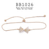 White CZ Bow Adjustable Closure Brass Bracelet