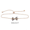 Cubic Zirconia Bee Lariat Bracelet in Brass