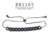 Black Cubic Zirconia Link Adjustable Lariat Closure Brass Bracelet