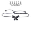 Black Cubic Zirconia Adjustable Closure Butterfly Brass Bracelet