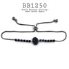 Black CZ Adjustable Closure Brass Bracelet