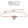 Pink Bee Cubic Zirconia Adjustable Closure Brass Bracelet