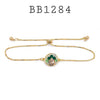 Round Multicolor CZ Adjustable Lariat Closure Brass Bracelet
