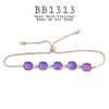 Purple CZ Adjustable Closure Brass Bracelet