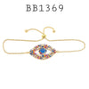 Multicolor Cubic Zirconia Eye Brass Bracelet