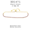 2.5mm 28cm/11.20 inch Pink Cubic Zirconia Lariat Bracelet in Brass