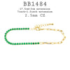 Half 2.5mm Green CZ, Half Paper Clip Chain Link Tennis Bracelet in Brass