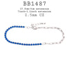 Half 2.5mm Blue CZ, Half Paper Clip Chain Link Tennis Bracelet in Brass