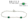 Green Emerald Cubic Zirconia Paper clip Chain Link Bracelet in Brass