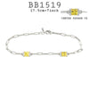 Yellow Citrine Cubic Zirconia Bracelet in Brass on a Paper clip Chain Link