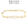 Cubic Zirconia Link Chain Paper Clip Bracelet in Brass