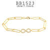 Cubic Zirconia Chain Link Infinity Symbol Lariat Bracelet in Brass
