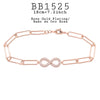 Cubic Zirconia Chain Link Infinity Symbol Lariat Bracelet in Brass