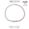 3mm Half White Half Pink Cubic Zirconia Tennis Brass Bracelet