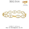 White CZ All Around Oval Link Bracelet in Brass with Lock Clasp,18cm, 7.2"in