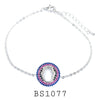 925 Sterling Silver Multicolor Charm Bracelet
