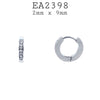 Small Huggie Stainless Steel Hoop Cubic Zirconia Earrings Unisex, 2mmx9mm