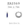 Blue Cubic Zirconia Small Stainless Steel Hoop Earrings