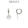 Cubic Zirconia Paw Stainless Steel Hoop Earrings