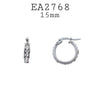 Round Huggie Stainless Steel Hoop Cubic Zirconia Earrings, 15mm