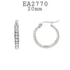 Round Huggie Stainless Steel Hoop All Around Cubic Zirconia Earrings, 20 mm