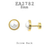Small Button Pearl Screw Back Stainless Steel Earrings, 8mm