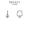Small CZ Fire Ball Hoop Huggie Stainless Steel  Earrings, 15mm