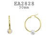 Cubic Zirconia Stainless Steel Hoop Earrings In Silver And Gold
