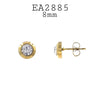Gold Stainless Steel Stud Round Cubic Zirconia Earrings