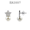 Gold Silver Stainless Steel Faux Pearl and Star Earrings