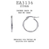 Classic Huggies Stainless Steel Hoop Cubic Zirconia Earrings, 08"in