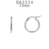 Plain Stainless Steel Hoop Earrings Unisex, 18mm