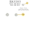 6mm Crystal Double Balls Screw Back Stud Earrings in Gold Plated Stainless Steel