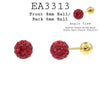 Disco  Crystal Ball Stud Earrings  In Gold Plated Stainless Steel Screw Backs