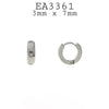 Small Plain Huggie Stainless Steel Hoop Earrings Unisex, 7mm